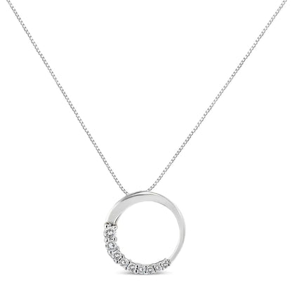 14K Gold 1/4 Cttw Round - Cut Graduating Diamond Open Circle Hoop 18" Pendant Necklace (J - K Color, I1 - I2 Clarity) | Necklace | Elegant Emulations Jewelry USA