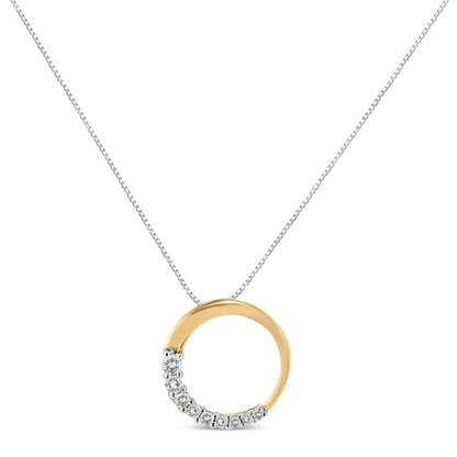 14K Gold 1/4 Cttw Round - Cut Graduating Diamond Open Circle Hoop 18" Pendant Necklace (J - K Color, I1 - I2 Clarity) | Necklace | Elegant Emulations Jewelry USA