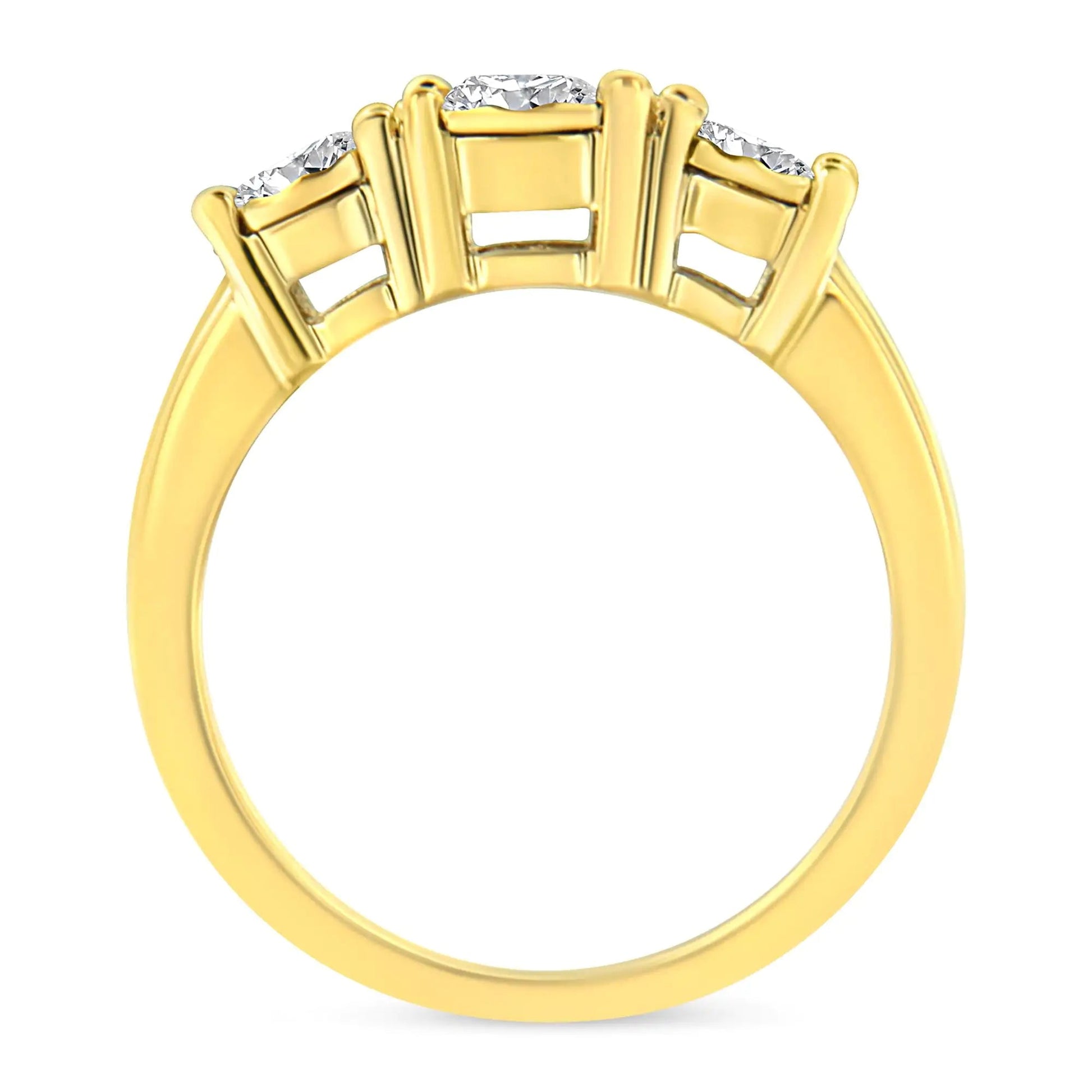14K Gold Plated Sterling Silver 1cttw Diamond Trio Engagement Ring | Rings | Elegant Emulations Jewelry USA