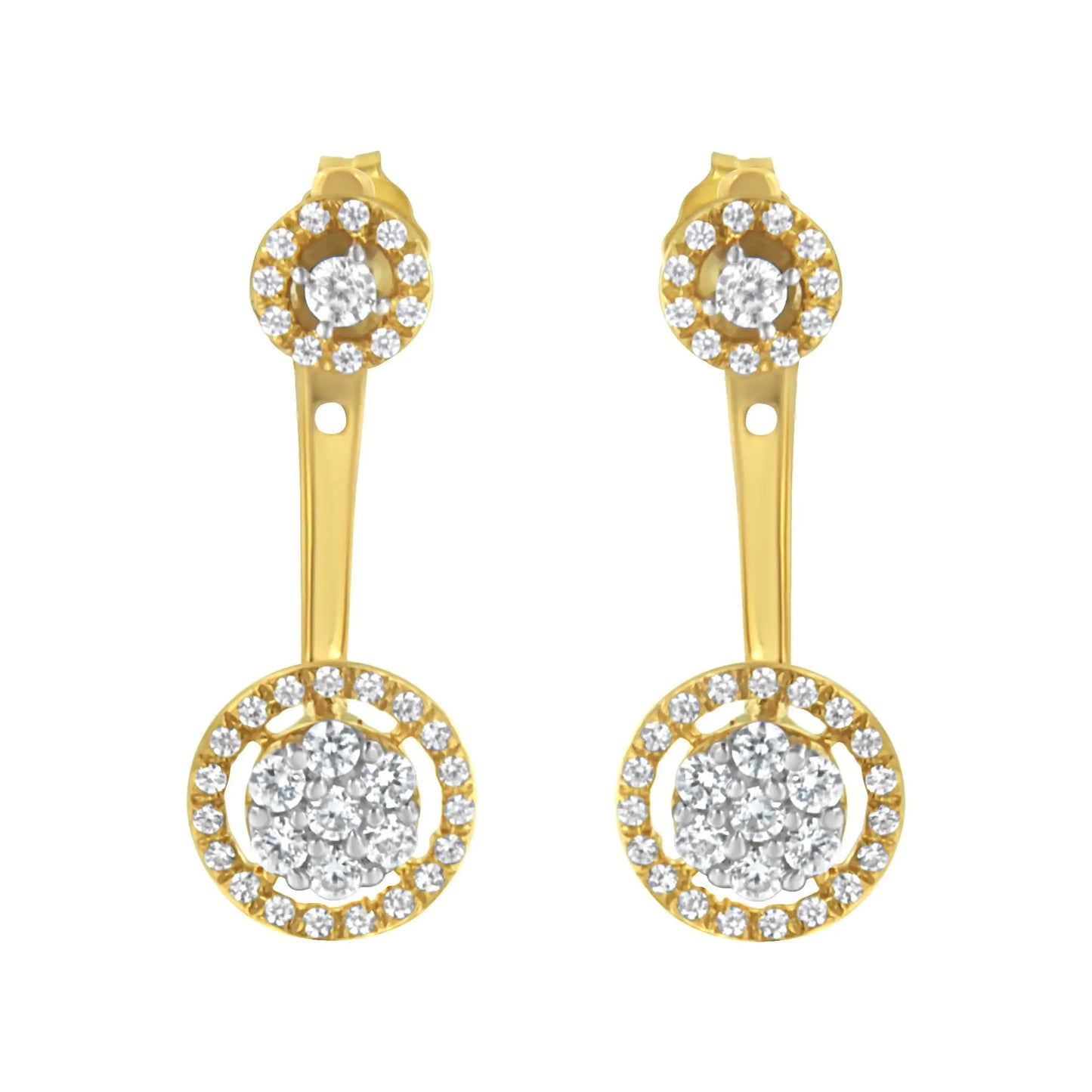 14K Gold & Sterling Silver Dual - Style Diamond Earrings | Earrings | Elegant Emulations Jewelry USA