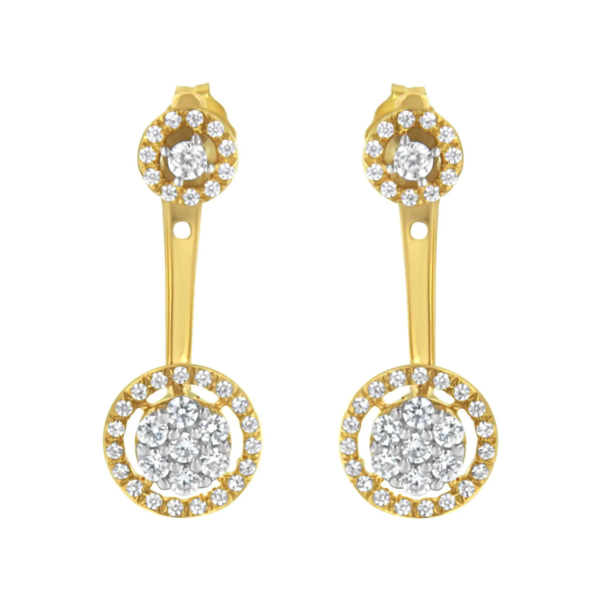 14K Gold & Sterling Silver Dual - Style Diamond Earrings | Earrings | Elegant Emulations Jewelry USA