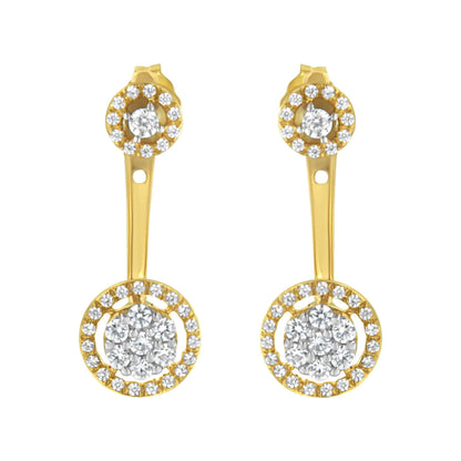 14K Gold & Sterling Silver Dual - Style Diamond Earrings | Earrings | Elegant Emulations Jewelry USA