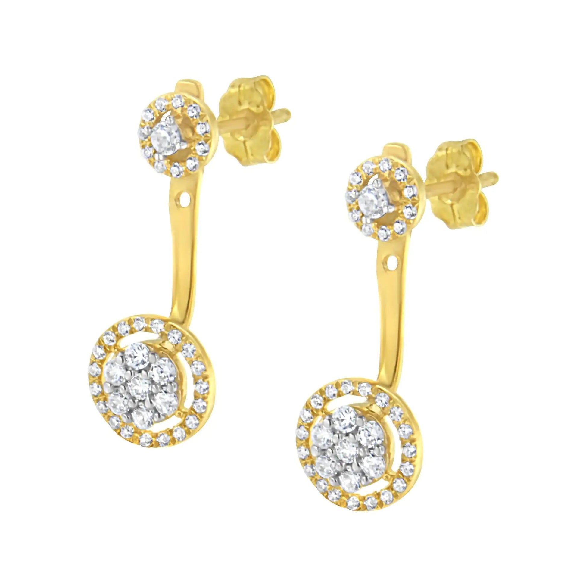 14K Gold & Sterling Silver Dual - Style Diamond Earrings | Earrings | Elegant Emulations Jewelry USA