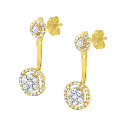 14K Gold & Sterling Silver Dual - Style Diamond Earrings | Earrings | Elegant Emulations Jewelry USA