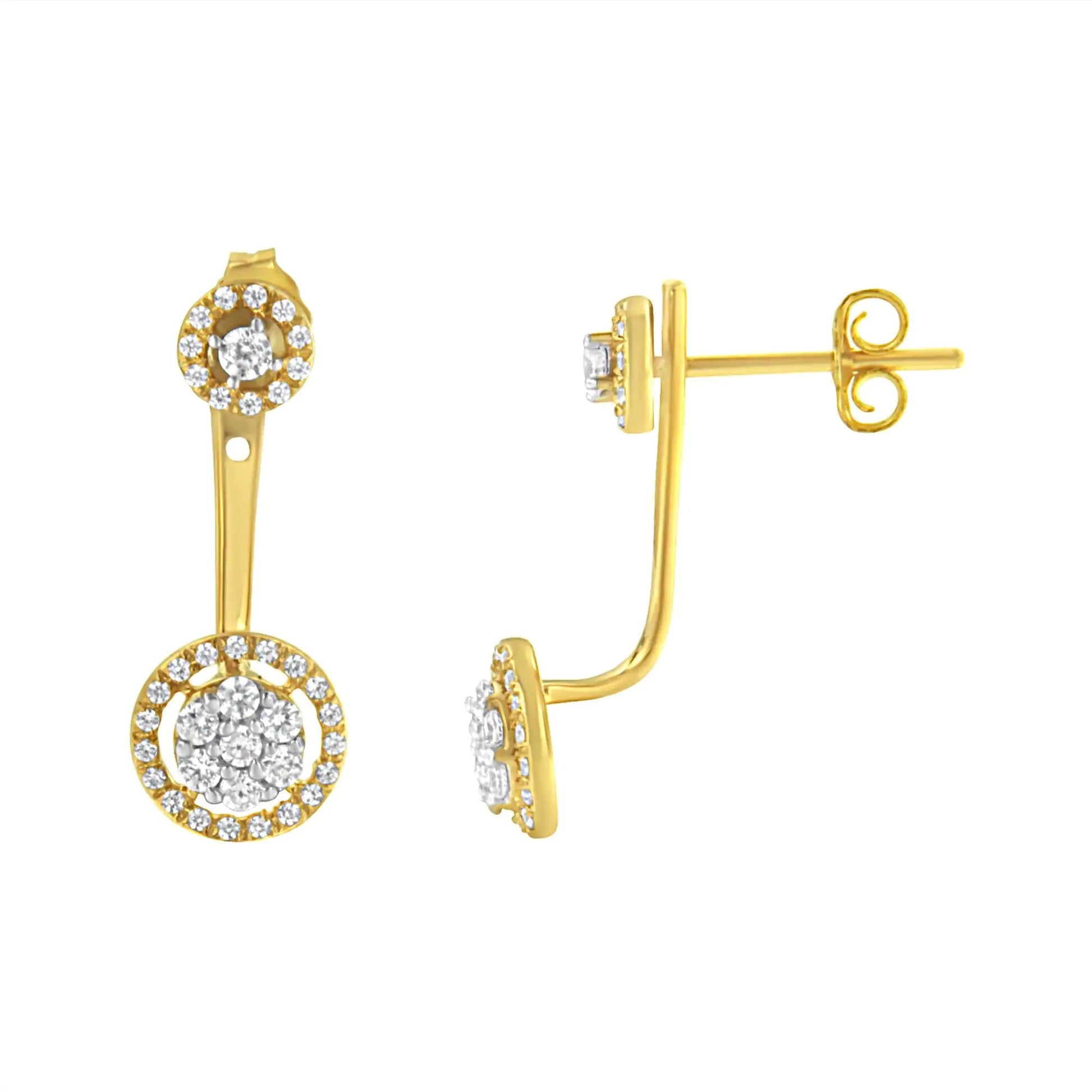 14K Gold & Sterling Silver Dual - Style Diamond Earrings | Earrings | Elegant Emulations Jewelry USA