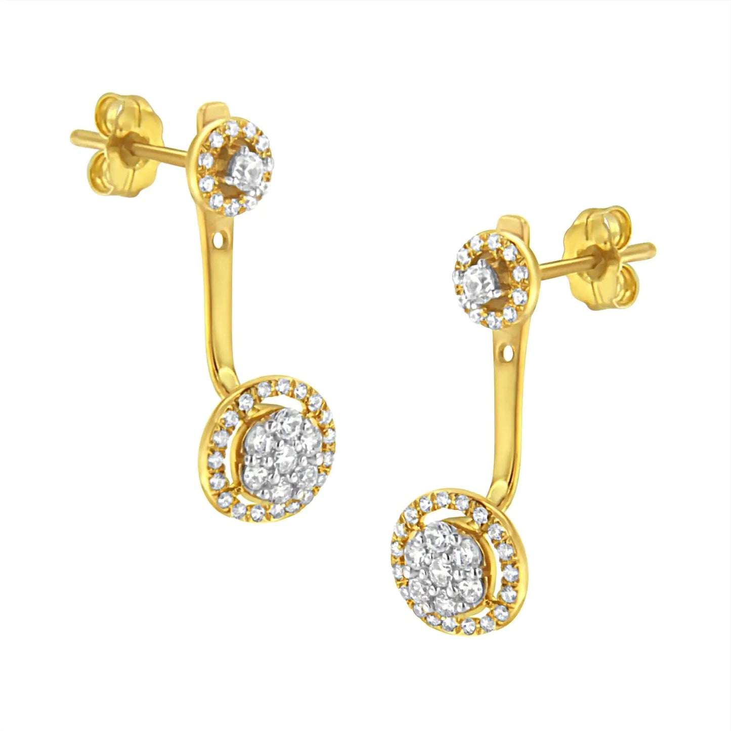 14K Gold & Sterling Silver Dual - Style Diamond Earrings | Earrings | Elegant Emulations Jewelry USA