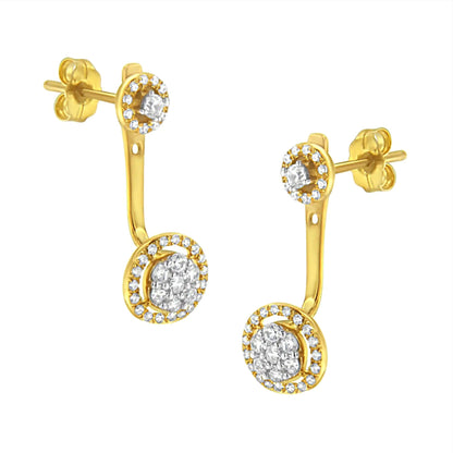 14K Gold & Sterling Silver Dual - Style Diamond Earrings | Earrings | Elegant Emulations Jewelry USA