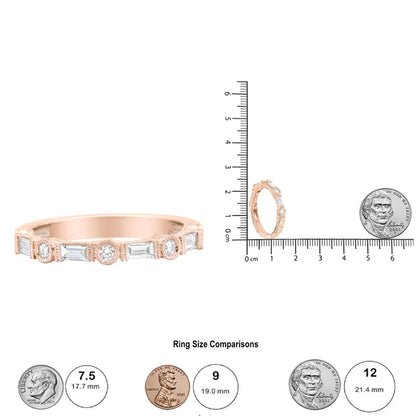14K Rose Gold 3/8 Cttw Baguette and Round Diamond Bridal Band - (H - I Color, VS1 - VS2 Clarity) | | Elegant Emulations Jewelry USA