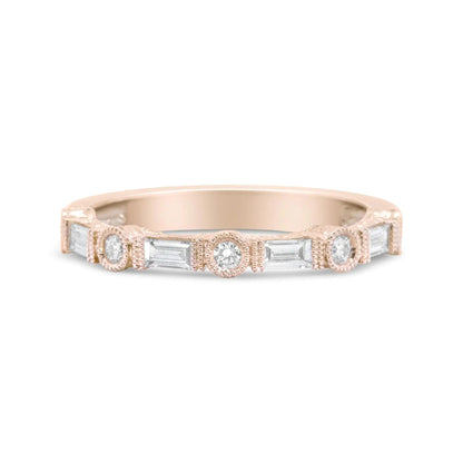 14K Rose Gold 3/8 Cttw Baguette and Round Diamond Bridal Band - (H - I Color, VS1 - VS2 Clarity) | | Elegant Emulations Jewelry USA