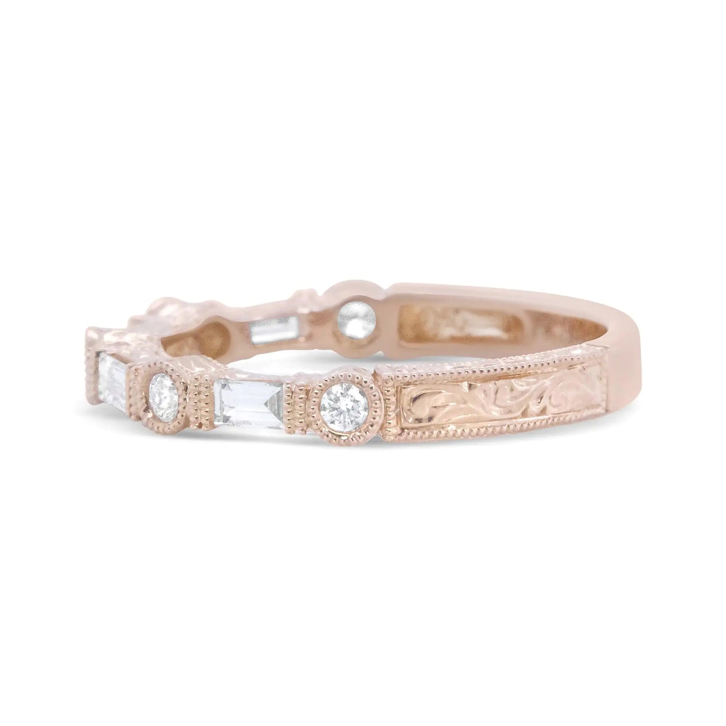14K Rose Gold 3/8 Cttw Baguette and Round Diamond Bridal Band - (H - I Color, VS1 - VS2 Clarity) | | Elegant Emulations Jewelry USA