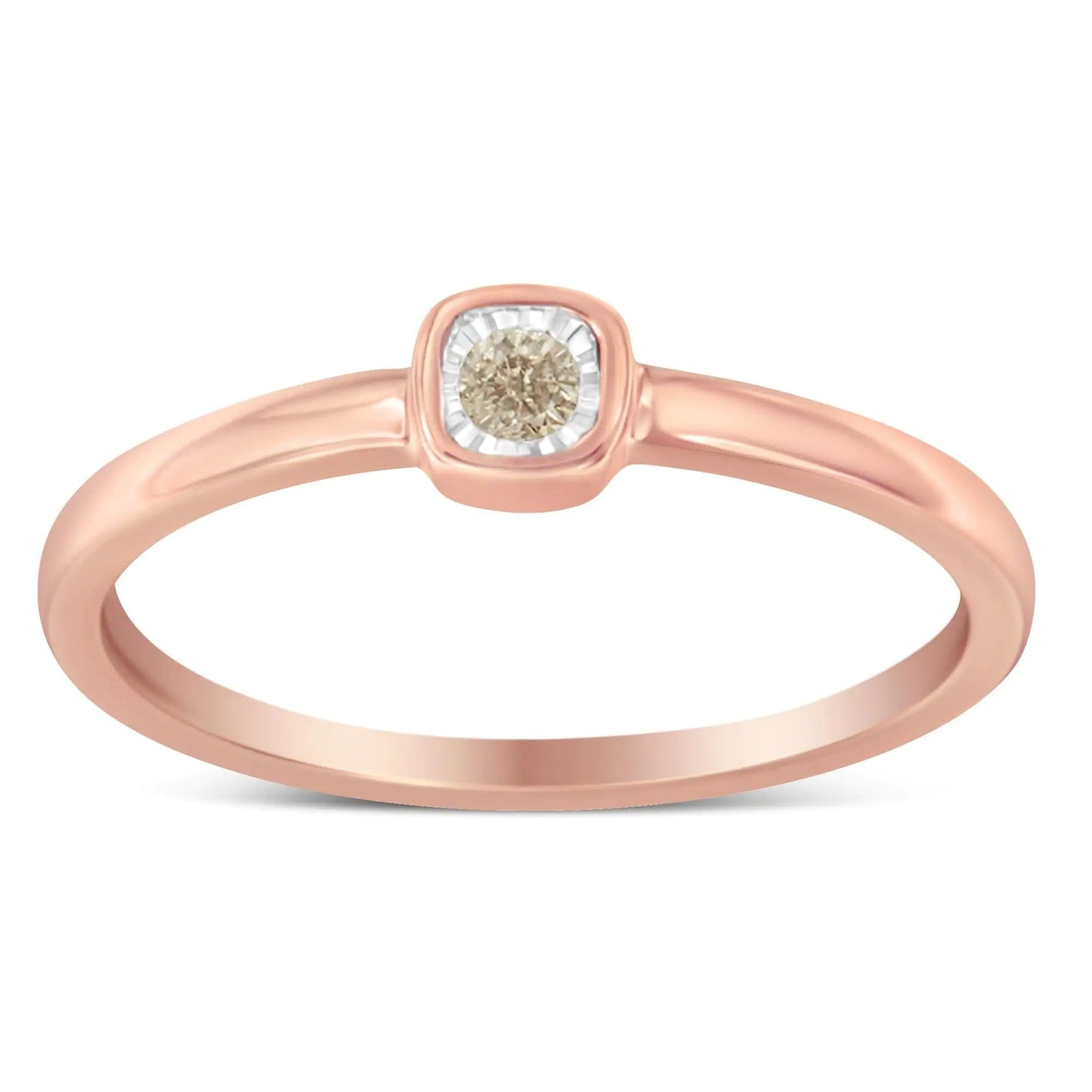 14K Rose Gold Plated Square Diamond Promise Ring | Rings | Elegant Emulations Jewelry USA