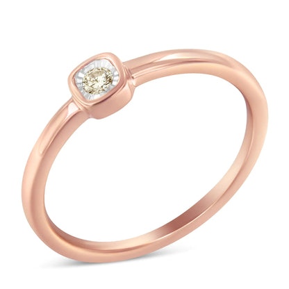 14K Rose Gold Plated Square Diamond Promise Ring | Rings | Elegant Emulations Jewelry USA