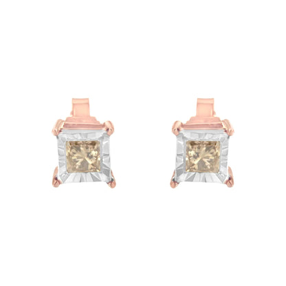14K Rose Gold & Silver 0.5ct Diamond Studs | Earrings | Elegant Emulations Jewelry USA