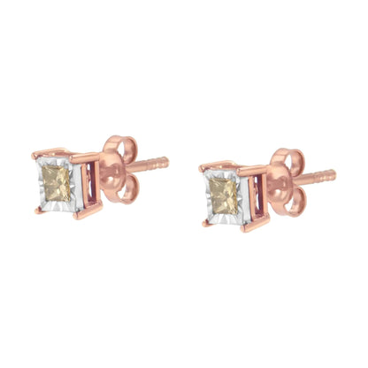 14K Rose Gold & Silver 0.5ct Diamond Studs | Earrings | Elegant Emulations Jewelry USA