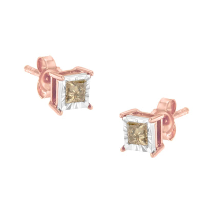14K Rose Gold & Silver 0.5ct Diamond Studs | Earrings | Elegant Emulations Jewelry USA