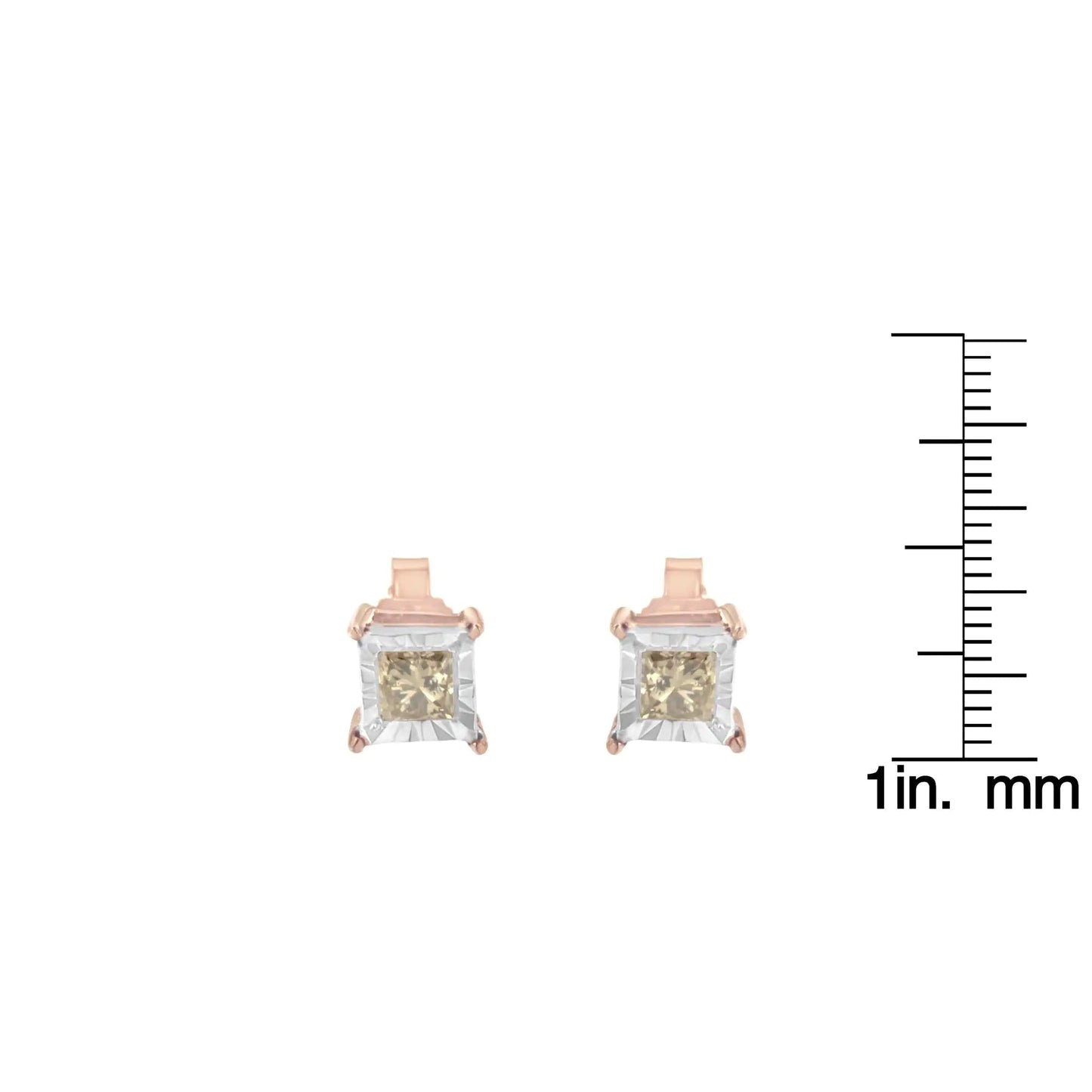 14K Rose Gold & Silver 0.5ct Diamond Studs | Earrings | Elegant Emulations Jewelry USA