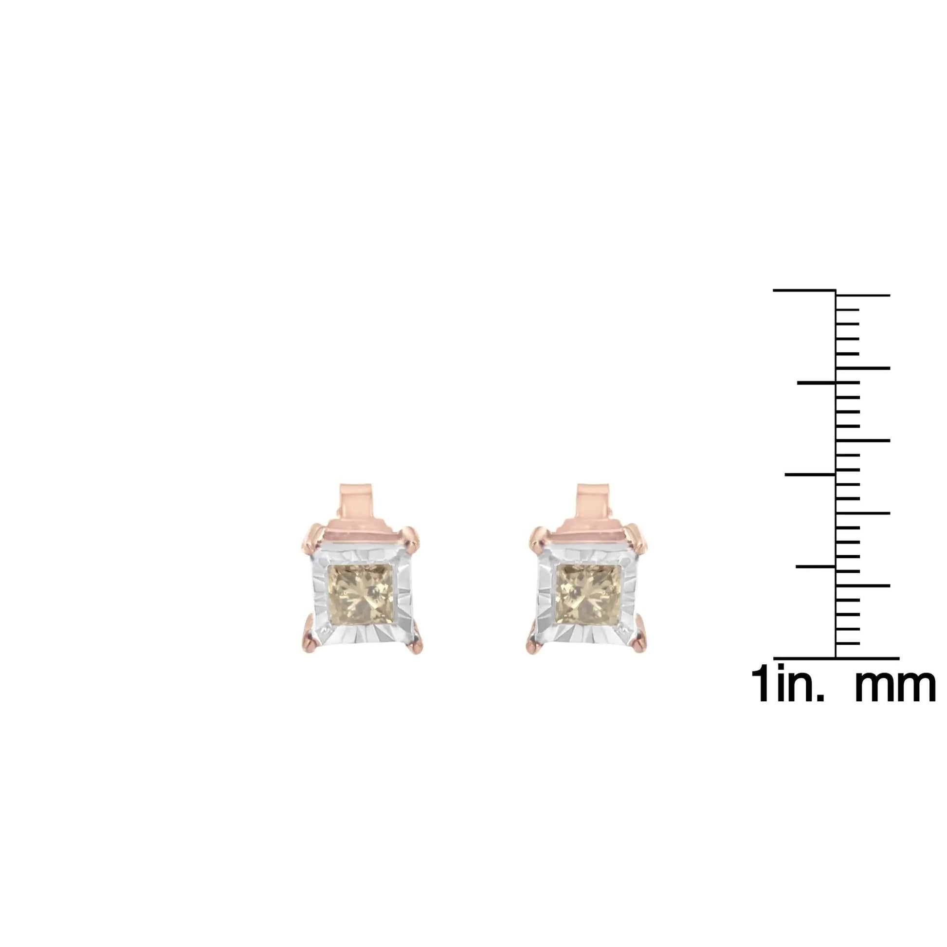 14K Rose Gold & Silver 0.5ct Diamond Studs | Earrings | Elegant Emulations Jewelry USA