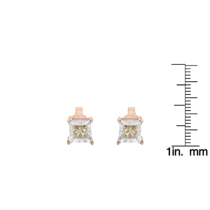 14K Rose Gold & Silver 0.5ct Diamond Studs | Earrings | Elegant Emulations Jewelry USA