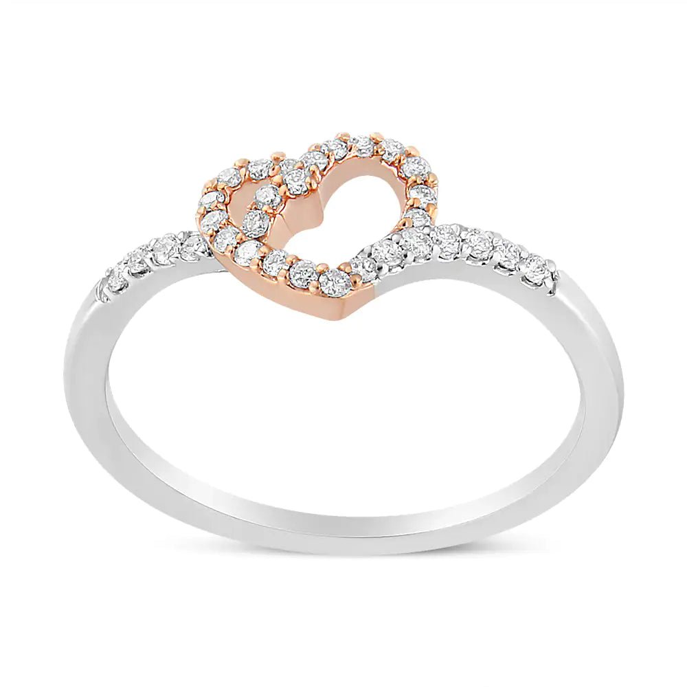 14K Rose Gold & Sterling Silver Diamond Heart Promise Ring | Rings | Elegant Emulations Jewelry USA