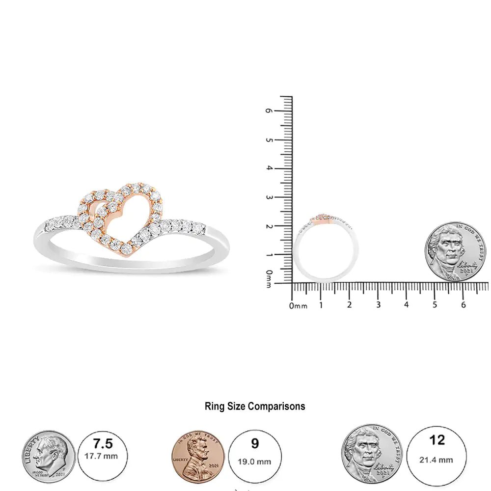 14K Rose Gold & Sterling Silver Diamond Heart Promise Ring | Rings | Elegant Emulations Jewelry USA