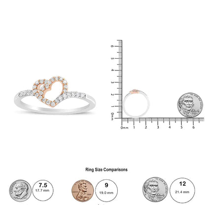 14K Rose Gold & Sterling Silver Diamond Heart Promise Ring | Rings | Elegant Emulations Jewelry USA