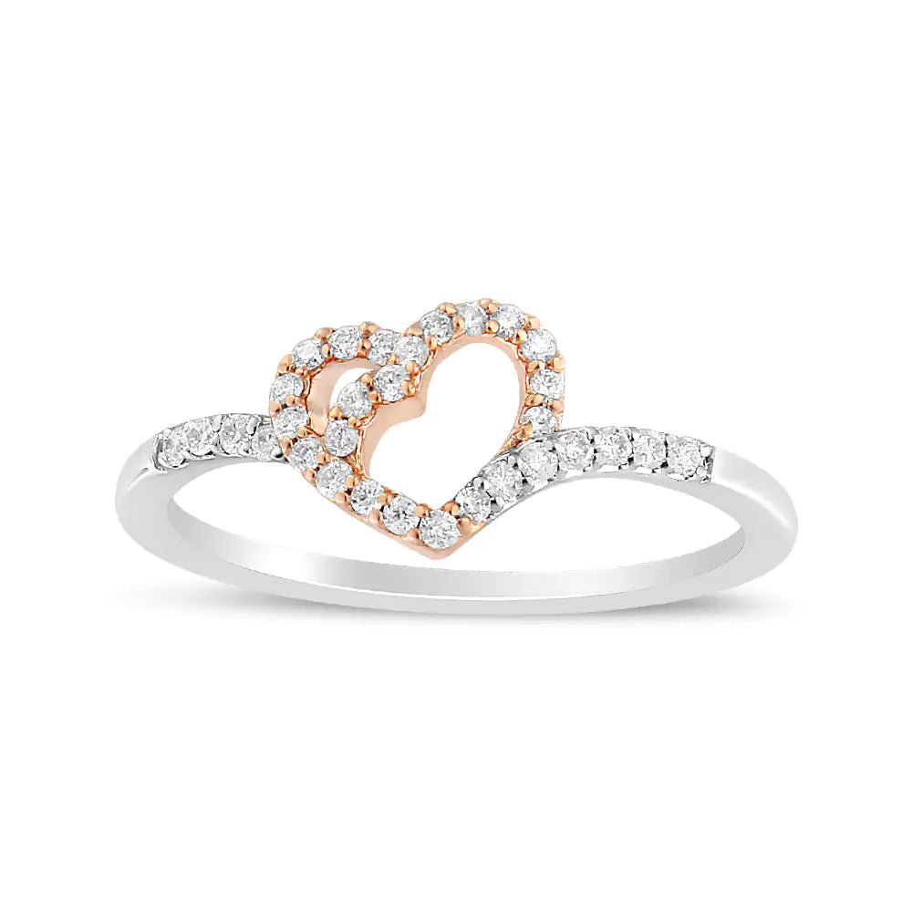 14K Rose Gold & Sterling Silver Diamond Heart Promise Ring | Rings | Elegant Emulations Jewelry USA