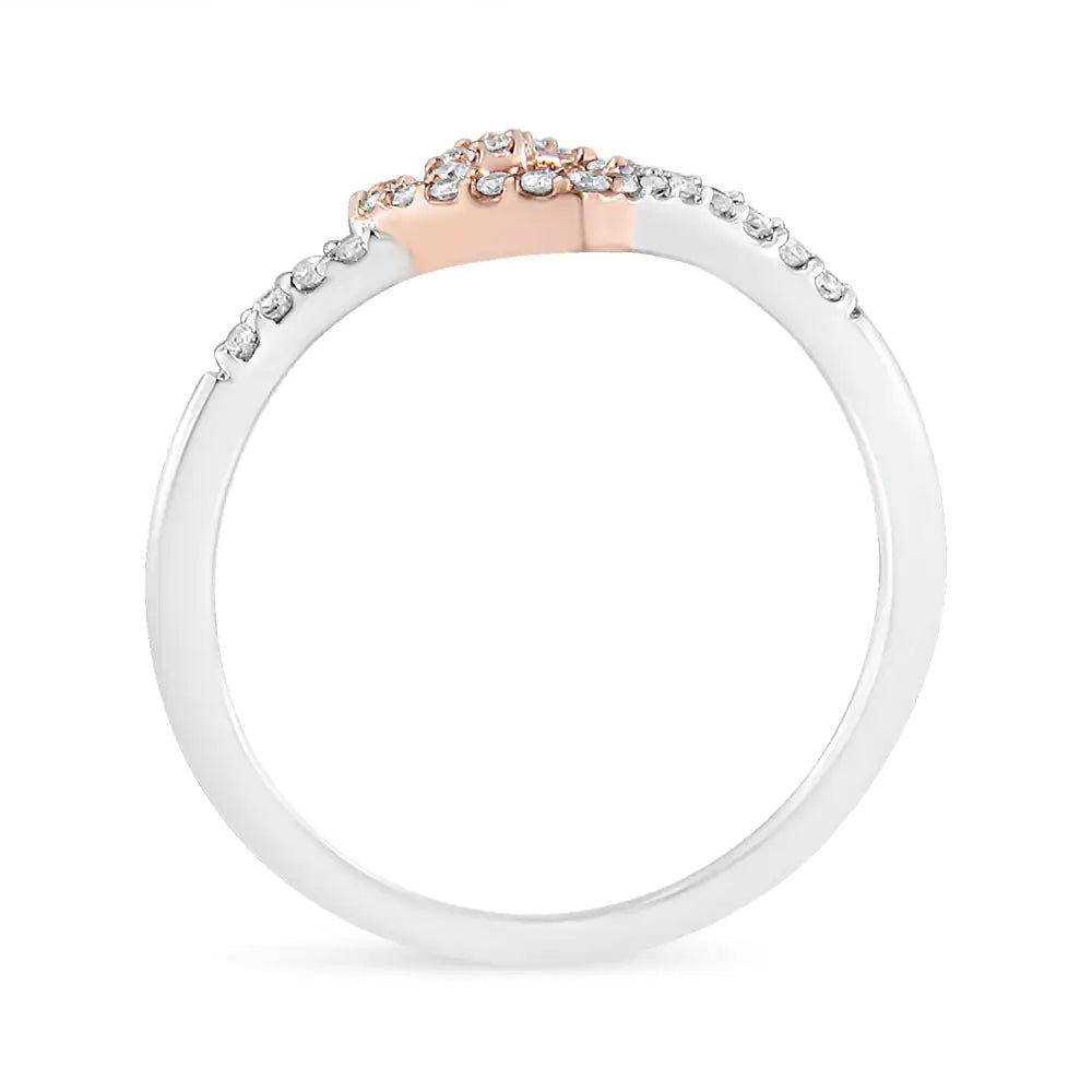 14K Rose Gold & Sterling Silver Diamond Heart Promise Ring | Rings | Elegant Emulations Jewelry USA