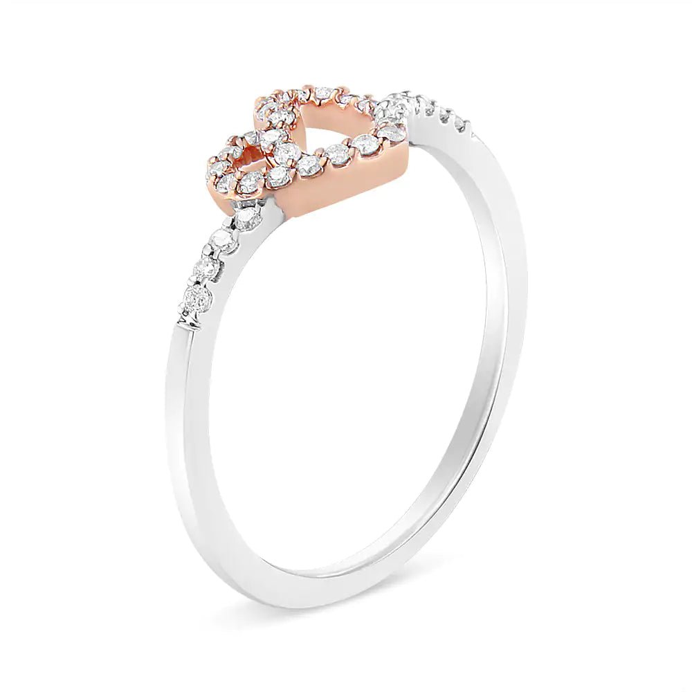 14K Rose Gold & Sterling Silver Diamond Heart Promise Ring | Rings | Elegant Emulations Jewelry USA