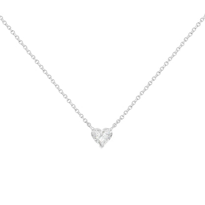 14k White Gold 1/4 Cttw Lab Grown Heart Shape Diamond Solitaire 18" Pendant Necklace (E - F Color, SI1 - SI2 Clarity) | Necklace | Elegant Emulations Jewelry USA