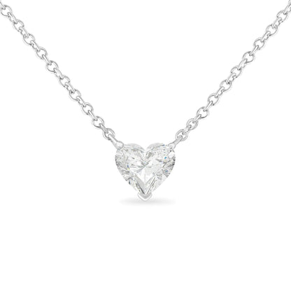 14k White Gold 1/4 Cttw Lab Grown Heart Shape Diamond Solitaire 18" Pendant Necklace (E - F Color, SI1 - SI2 Clarity) | Necklace | Elegant Emulations Jewelry USA