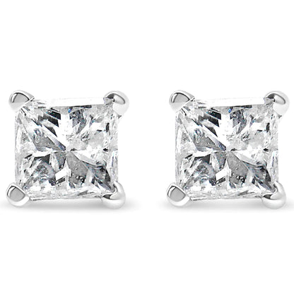 14k White Gold 1/5 Cttw Princess - cut Diamond Petite Stud Earrings (I - J, I2 - I3) | | Elegant Emulations Jewelry USA