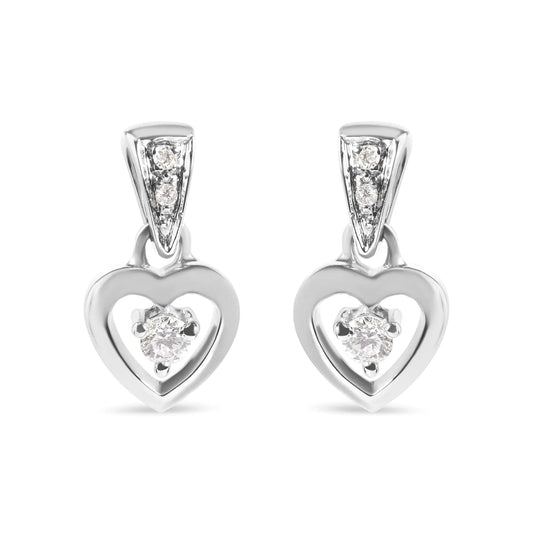 14K White Gold 1/6 Cttw Diamond Dangle Heart Stud Earrings (H - I, SI2 - I1) | Earrings | Elegant Emulations Jewelry USA
