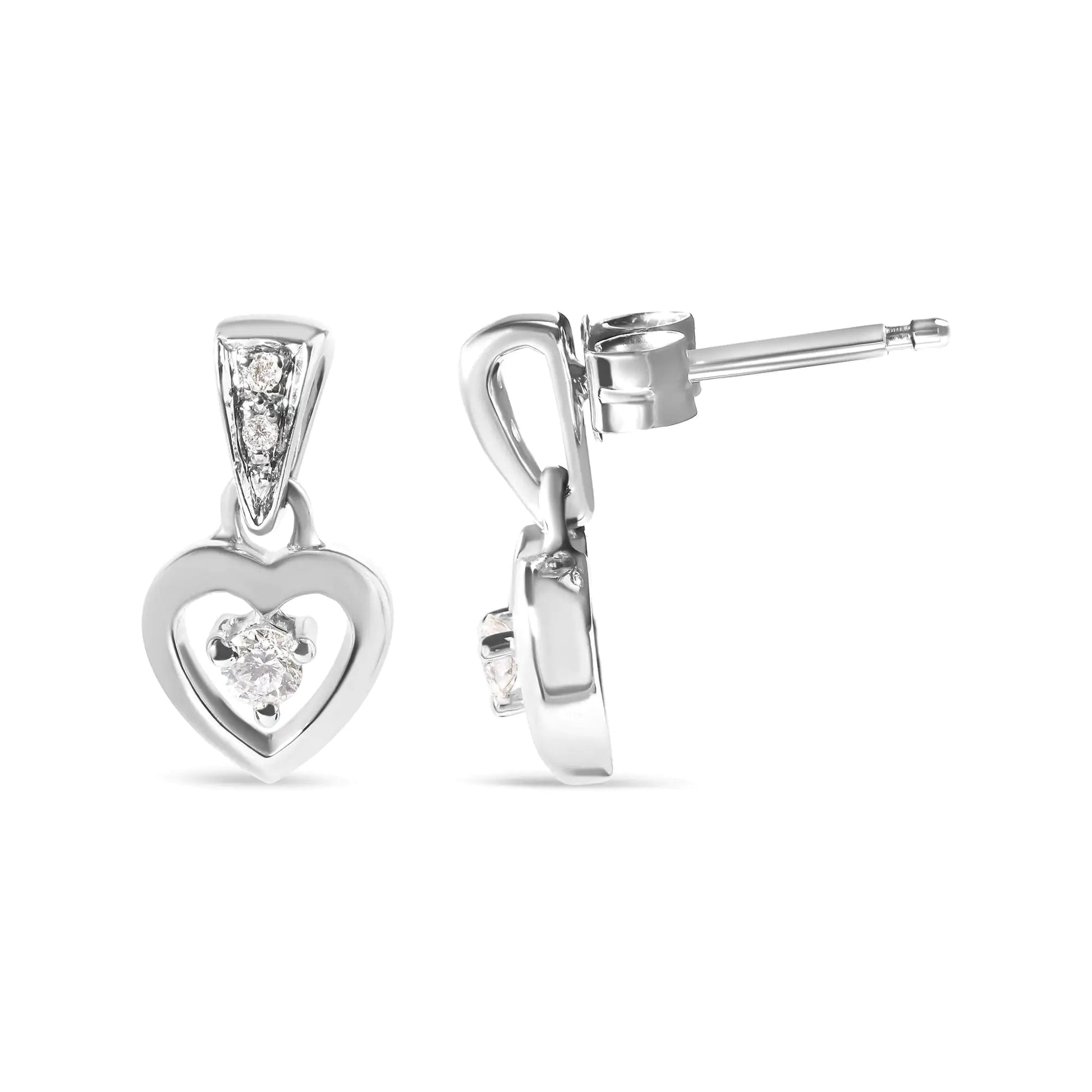 14K White Gold 1/6 Cttw Diamond Dangle Heart Stud Earrings (H - I, SI2 - I1) | | Elegant Emulations Jewelry USA