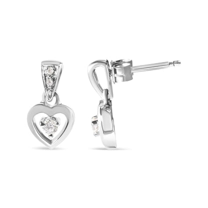 14K White Gold 1/6 Cttw Diamond Dangle Heart Stud Earrings (H - I, SI2 - I1) | | Elegant Emulations Jewelry USA