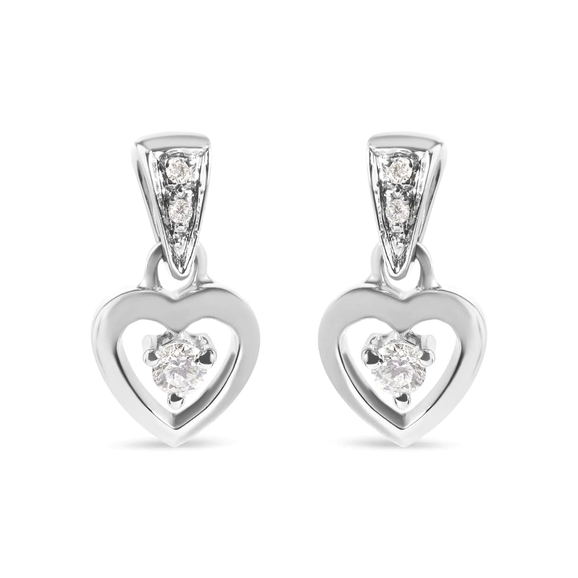 14K White Gold 1/6 Cttw Diamond Dangle Heart Stud Earrings (H - I, SI2 - I1) | | Elegant Emulations Jewelry USA