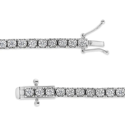 14K White Gold 2.0 Cttw Miracle Set Round - Cut Lab Grown Diamond Illusion 7" Tennis Bracelet (F - G Color, VS2 - SI1 Clarity) | | Elegant Emulations Jewelry USA