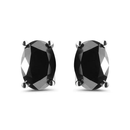 14K White Gold 3.00 Cttw Oval Cut Black Diamond Solitaire Stud Earrings (Black Color, I2 - I3 Clarity) | | Elegant Emulations Jewelry USA