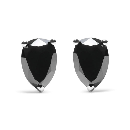 14K White Gold Black Diamond Pear Studs | Earrings | Elegant Emulations Jewelry USA