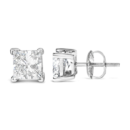 14K White Gold Princess Cut Lab - Grown Diamond Solitaire Stud Earrings (F - G Color, VS2 - SI1 Clarity) | | Elegant Emulations Jewelry USA