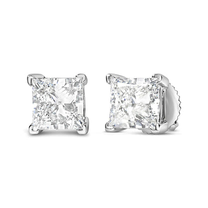 14K White Gold Princess Cut Lab - Grown Diamond Solitaire Stud Earrings (F - G Color, VS2 - SI1 Clarity) | | Elegant Emulations Jewelry USA