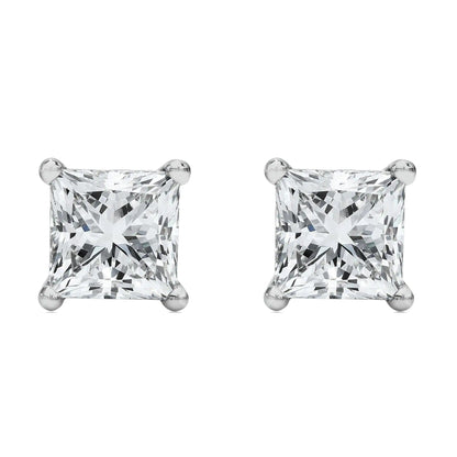 14K White Gold Princess Cut Lab - Grown Diamond Solitaire Stud Earrings (F - G Color, VS2 - SI1 Clarity) | | Elegant Emulations Jewelry USA