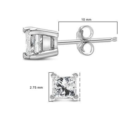 14K White Gold Princess Cut Lab - Grown Diamond Solitaire Stud Earrings (F - G Color, VS2 - SI1 Clarity) | | Elegant Emulations Jewelry USA