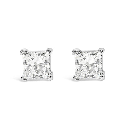 14K White Gold Princess Cut Lab - Grown Diamond Solitaire Stud Earrings (F - G Color, VS2 - SI1 Clarity) | | Elegant Emulations Jewelry USA