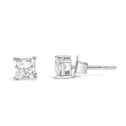 14K White Gold Princess Cut Lab - Grown Diamond Solitaire Stud Earrings (F - G Color, VS2 - SI1 Clarity) | | Elegant Emulations Jewelry USA