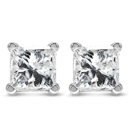 14K White Gold Princess Cut Lab - Grown Diamond Solitaire Stud Earrings (F - G Color, VS2 - SI1 Clarity) | | Elegant Emulations Jewelry USA