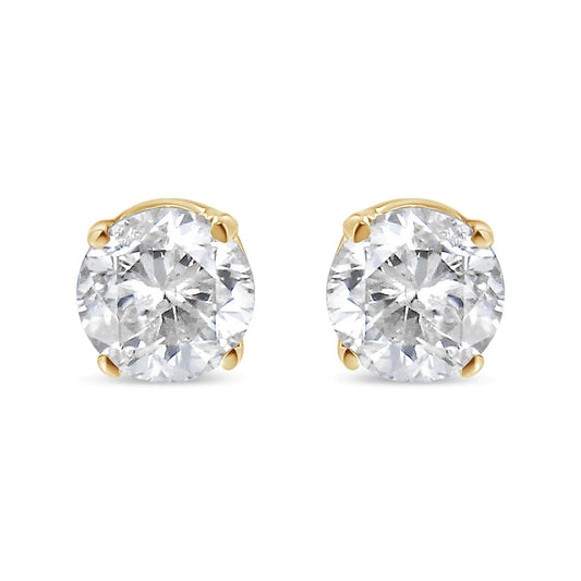 14K Yellow Gold 1/2 Cttw Round - Cut Diamond Solitaire Stud Earrings (O - P Color, SI2 - I1 Clarity) | | Elegant Emulations Jewelry USA