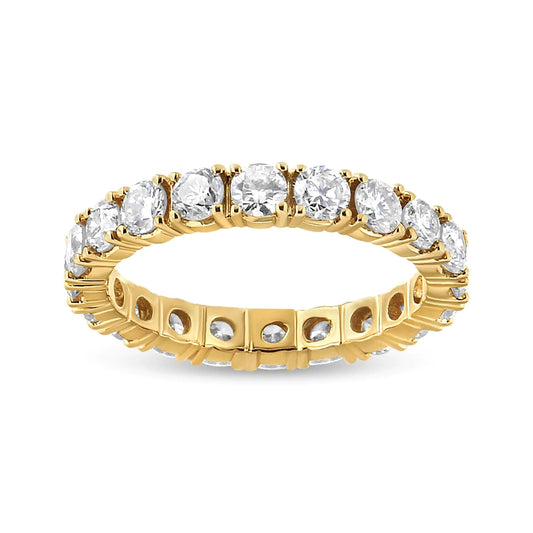 14K Yellow Gold 2.00 Cttw Shared Prong Set Round Cut Diamond Eternity Band (J - K Color, VS1 - VS2 Clarity) | | Elegant Emulations Jewelry USA