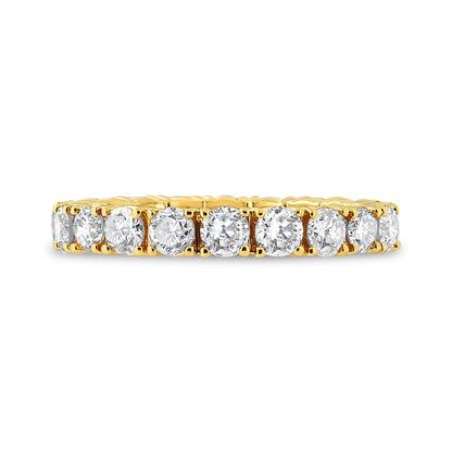 14K Yellow Gold 2.00 Cttw Shared Prong Set Round Cut Diamond Eternity Band (J - K Color, VS1 - VS2 Clarity) | | Elegant Emulations Jewelry USA