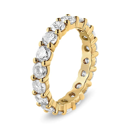 14K Yellow Gold 3.00 Cttw Shared Prong Set Round Cut Diamond Eternity Band (J - K Color, VS1 - VS2 Clarity) | | Elegant Emulations Jewelry USA