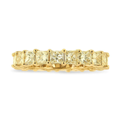 14K Yellow Gold 4.00 Cttw Shared Prong Set Princess Cut Diamond Eternity Band Ring (J - K Color, VS1 - VS2 Clarity) | | Elegant Emulations Jewelry USA